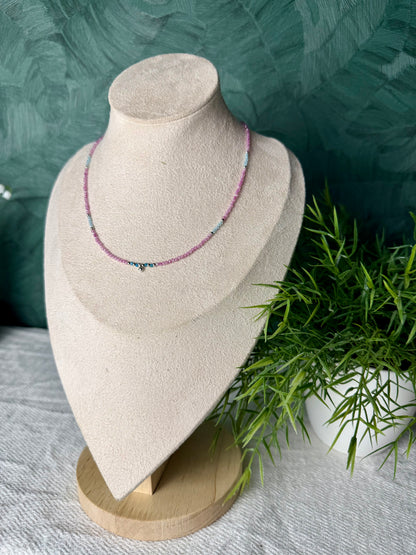 Edelsteinkette „Rosé Azur“ Rosa Zirkon & Apatit, 925 Silber