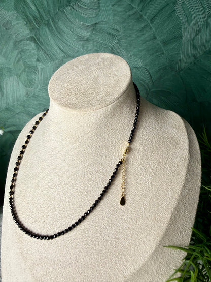 Spinellkette „Noir Éclat“ – 925 Silber/18K vergoldet