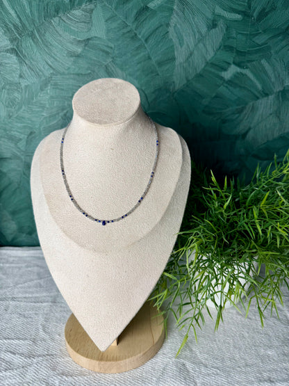 Edelsteinkette „Bleu Mystique“ – Labradorit & Lapislazuli, 925 Silber, 18K Gold