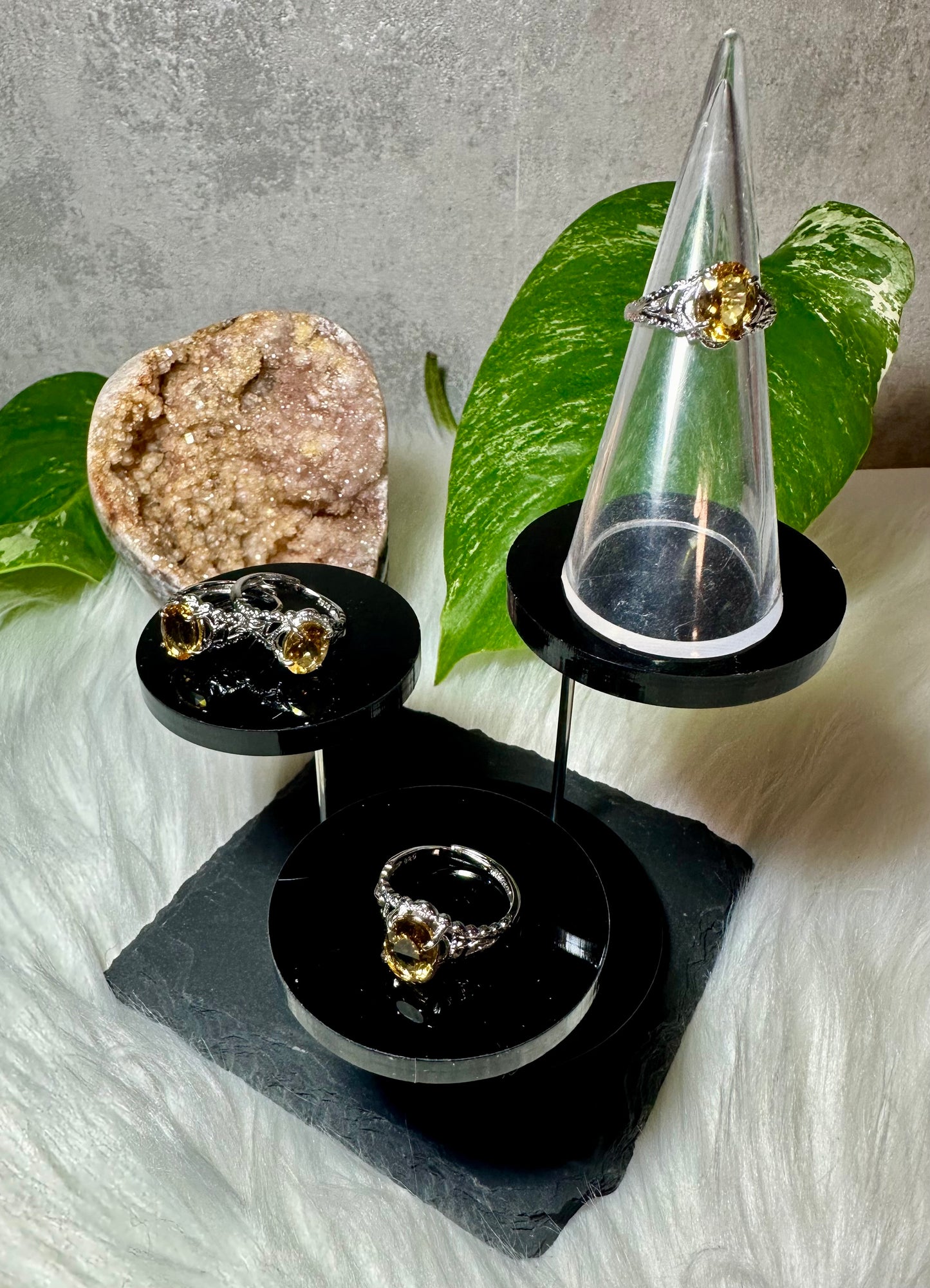 Citrin Ring 925 Sterling Silber Größenverstellbar