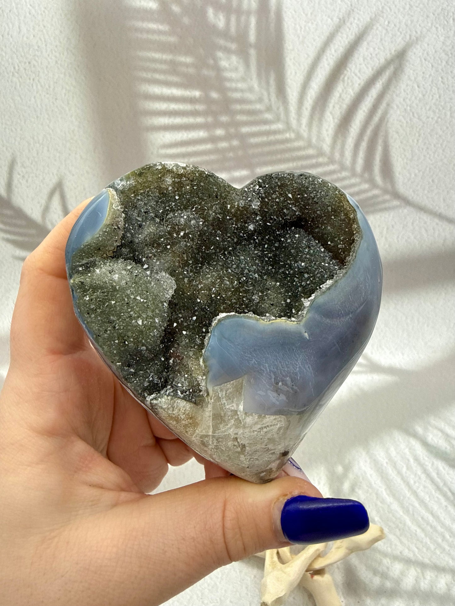 Grün/Graues Amethystdruse Herz IV