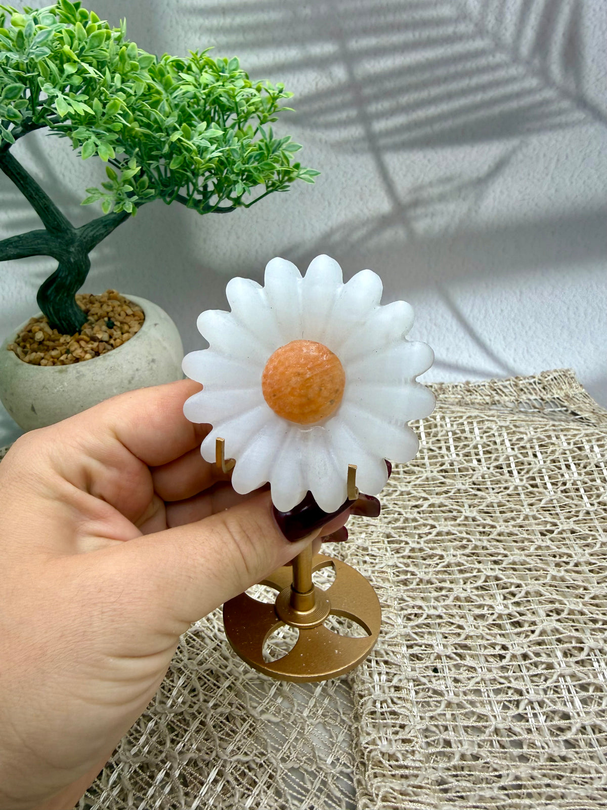 Selenit Blume - gold