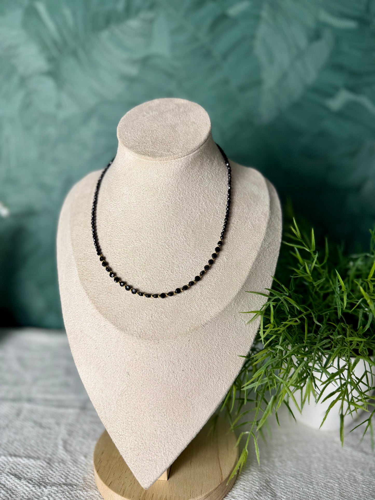 Spinellkette „Noir Éclat“ – 925 Silber/18K vergoldet