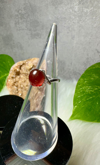 Granat Ring 925 Silber Größenverstellbar
