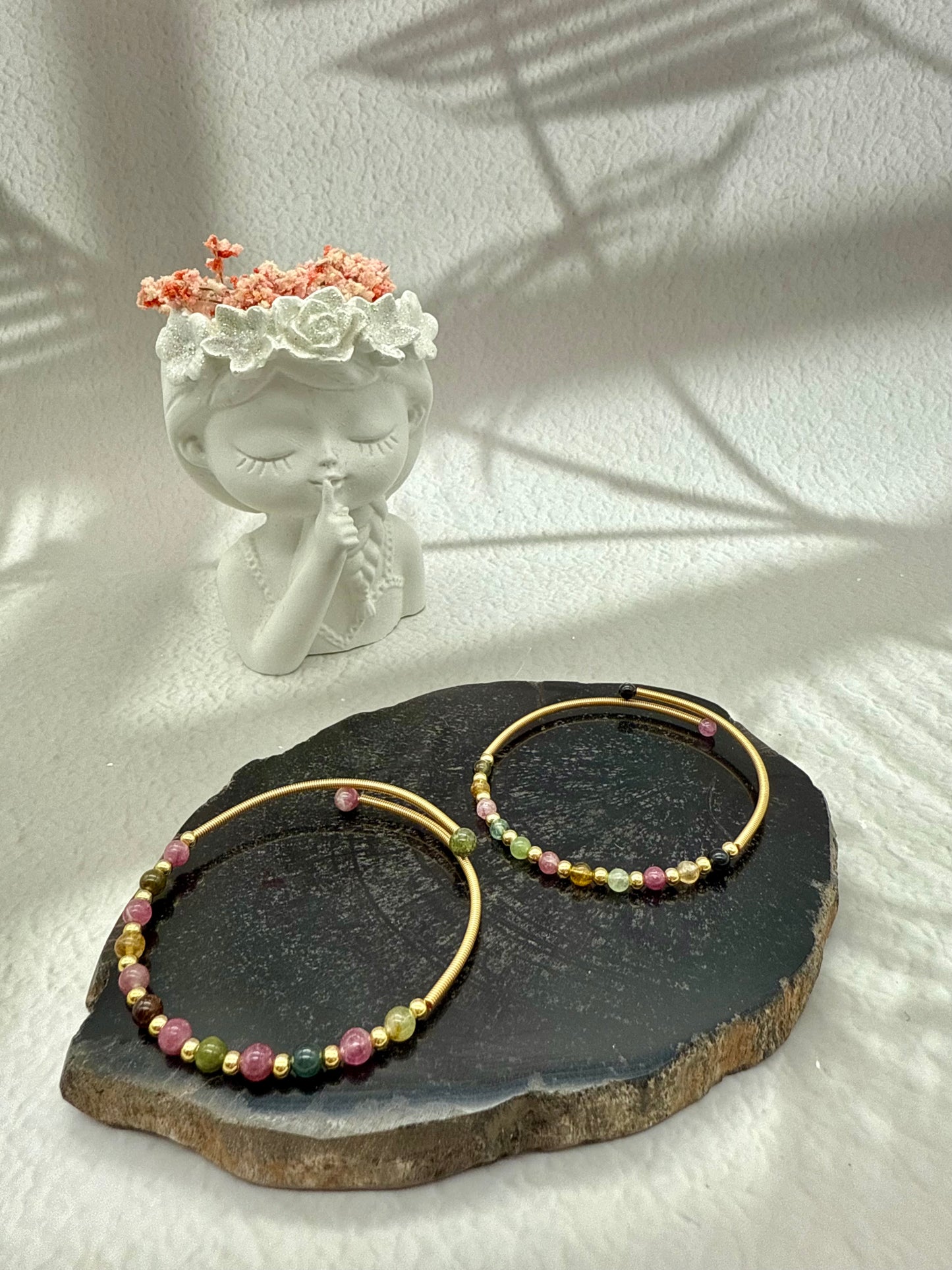 Buntes-Turmalin Kreolen Armband