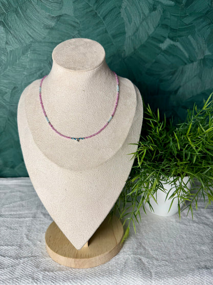Edelsteinkette „Rosé Azur“ Rosa Zirkon & Apatit, 925 Silber