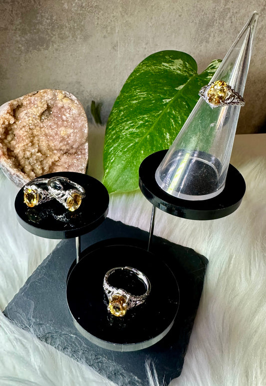 Citrin Ring 925 Sterling Silber Größenverstellbar