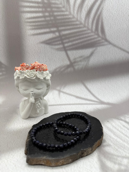 Facettiertes Blaufluss Armband synthetisch