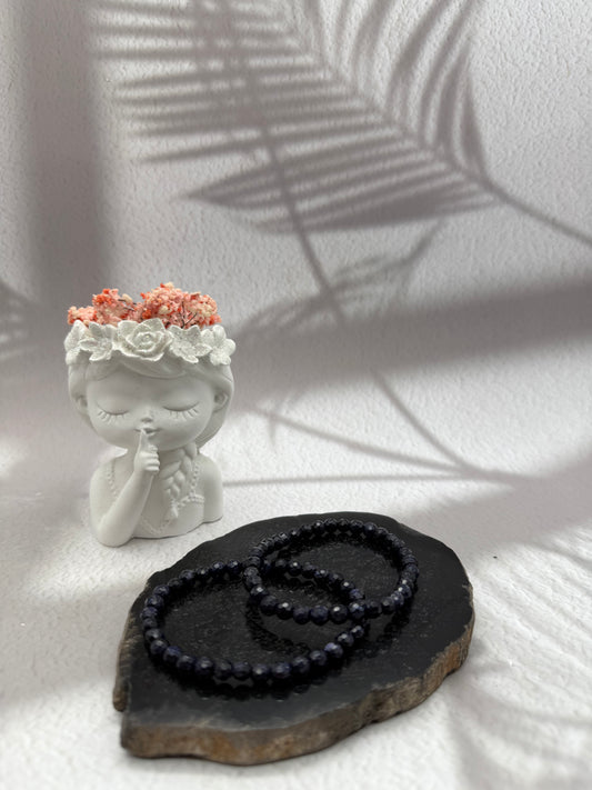 Facettiertes Blaufluss Armband synthetisch