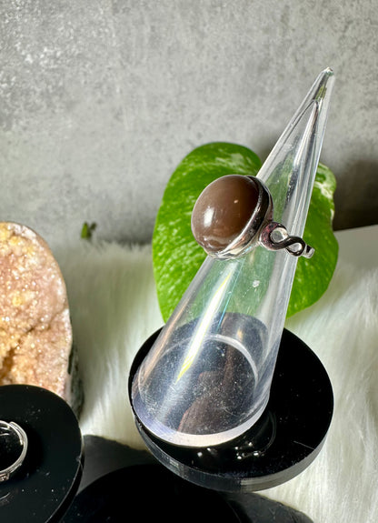 Silber Obsidian Ring 925 Silber Größenverstellbar