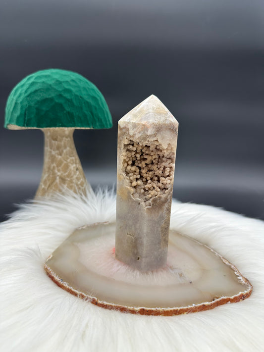 Pink Amethyst Turm mit Glitzerdruse
