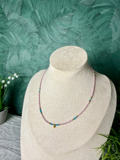 Edelsteinkette „Rosé Azur“ Rosa Zirkon & Apatit, 925 Silber, 18K vergoldet
