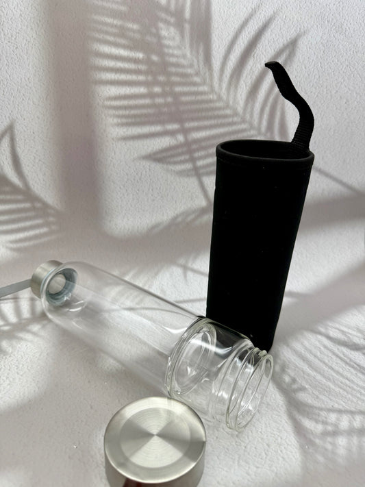 Energie-Glasflasche mit Mineralienfach