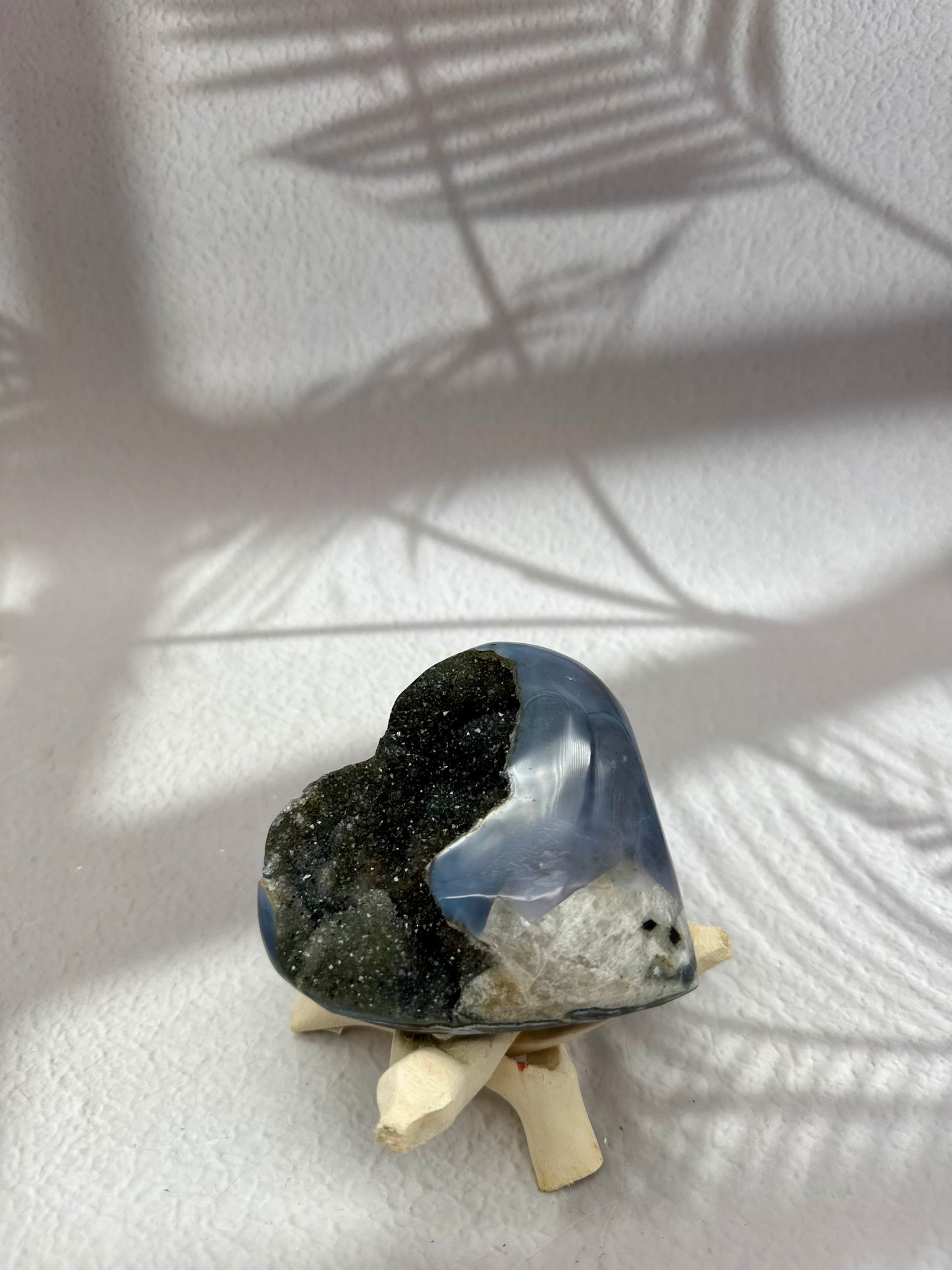 Grün/Graues Amethystdruse Herz IV