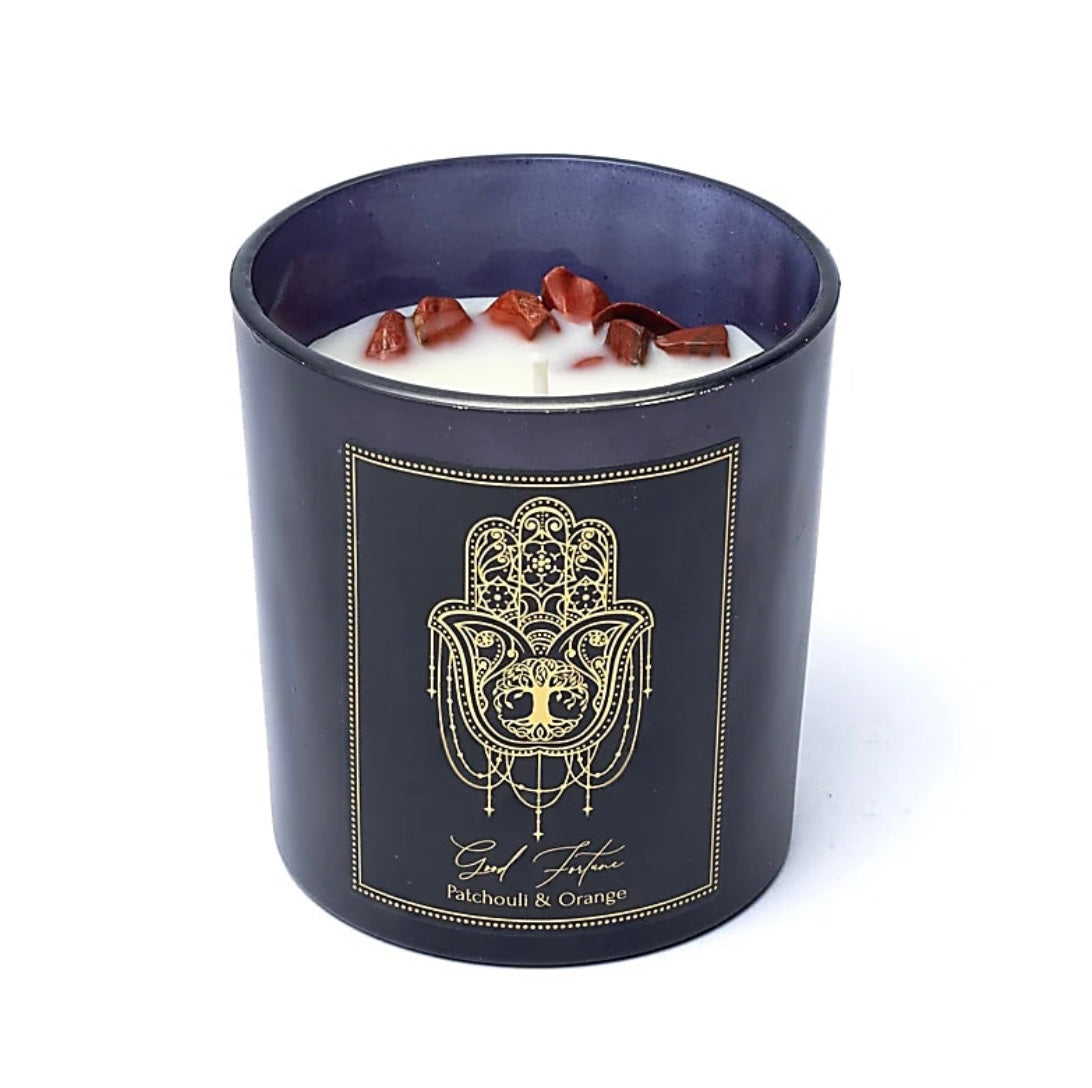 Manifestationskerze Good Fortune - Roter Jaspis