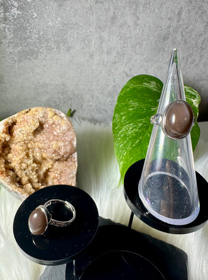Silber Obsidian Ring 925 Silber Größenverstellbar