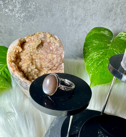 Silber Obsidian Ring 925 Silber Größenverstellbar