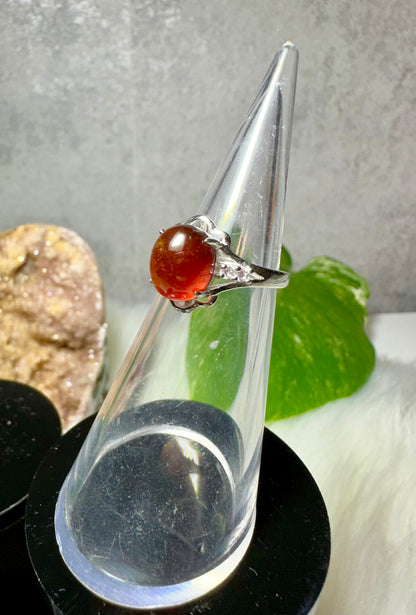 Granat Ring 925 Silber Größenverstellbar