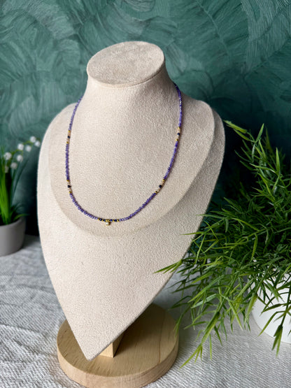 Edelsteinkette „Luna Amara“ – Amethyst, Lapislazuli & Mondstein, 925 Silber, 18K vergoldet