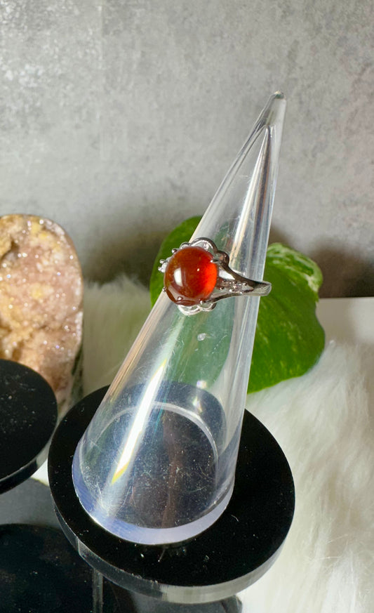Granat Ring 925 Silber Größenverstellbar