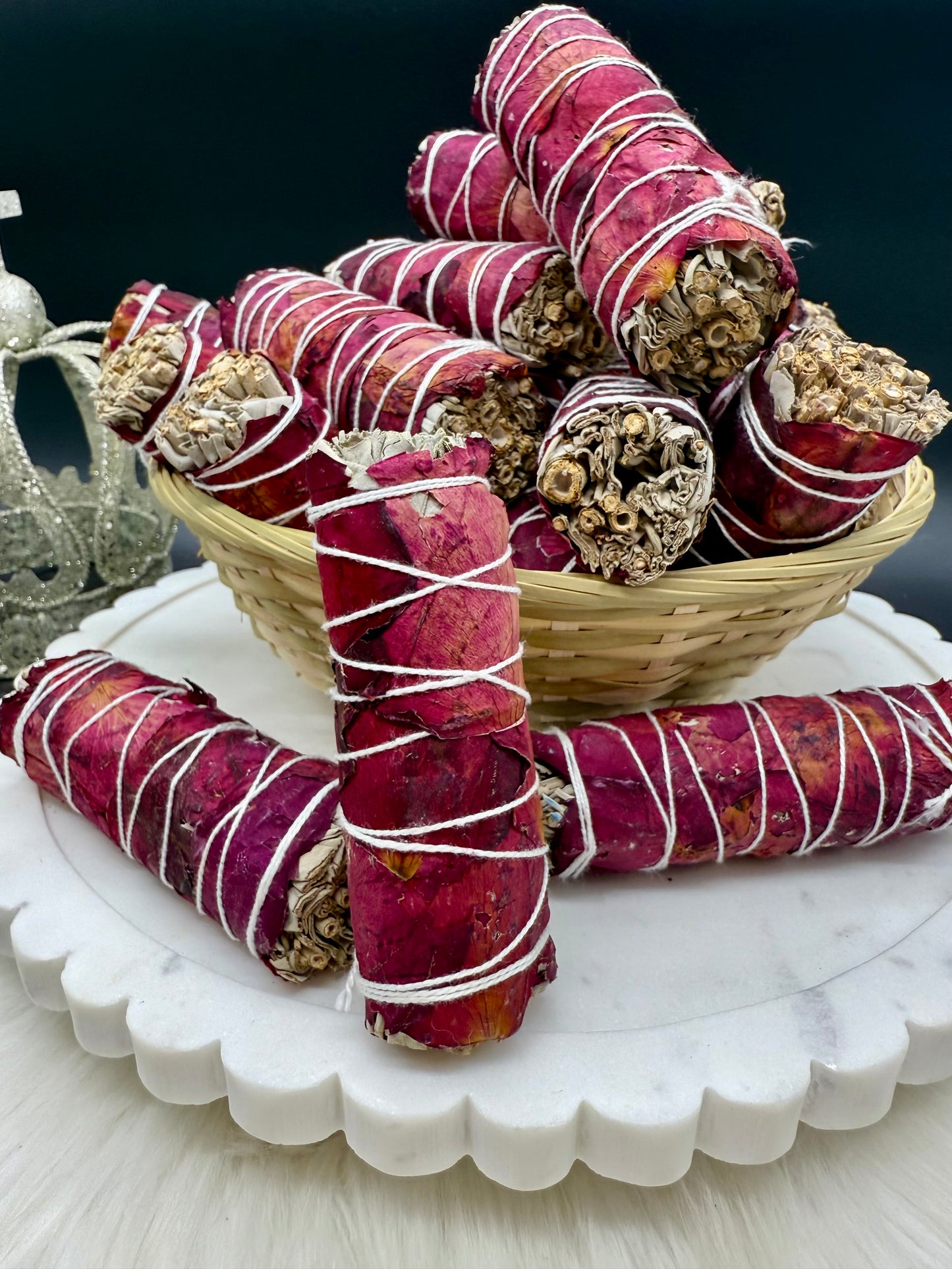 Weißer Salbei mit Rosenblättern - Smudge - Räuchern