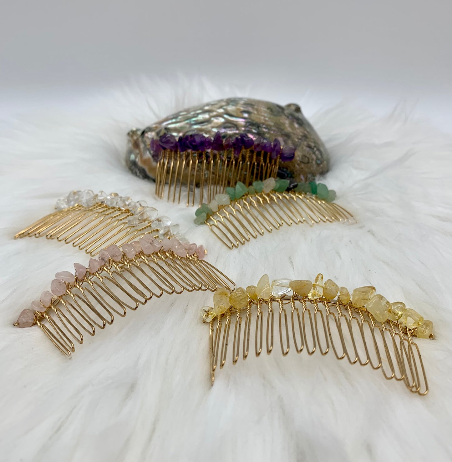 Haarschmuck - Haar-Accessoires - goldfarbig mit Splittersteinen