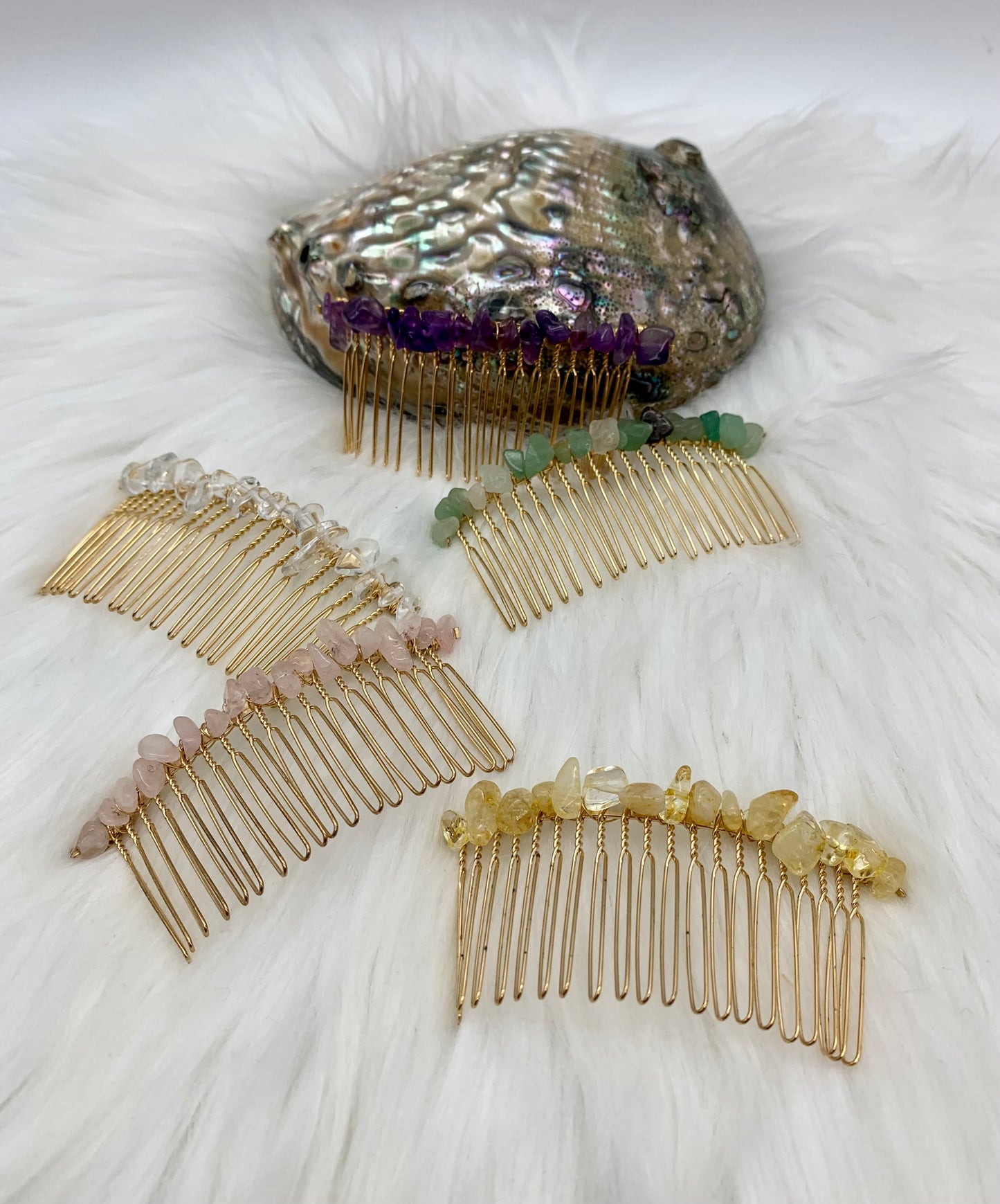 Haarschmuck - Haar-Accessoires - goldfarbig mit Splittersteinen