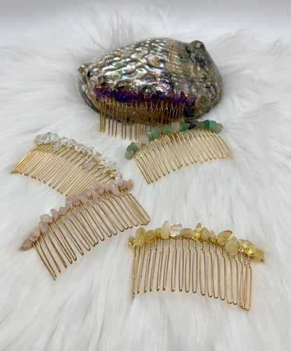 Haarschmuck - Haar-Accessoires - goldfarbig mit Splittersteinen