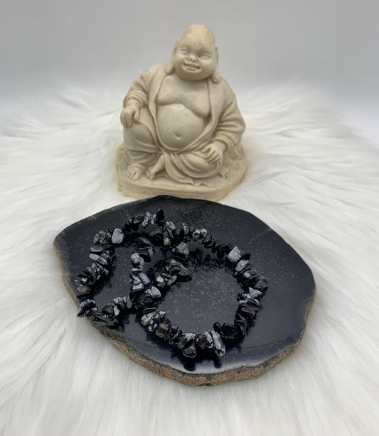 Schneeflocken Obsidian Splitterarmband
