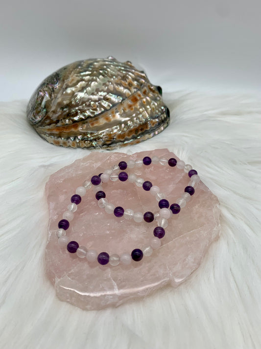 Goldenes Dreieck - Amethyst, Rosenquarz, Bergkristall