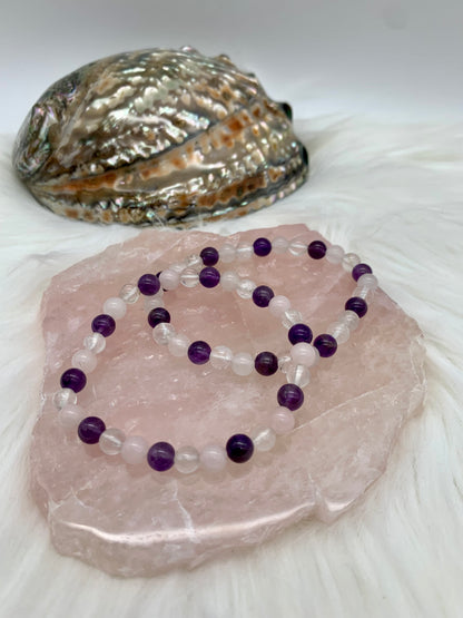 Goldenes Dreieck - Amethyst, Rosenquarz, Bergkristall
