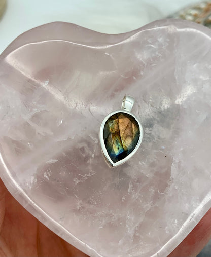 Amethyst, Labradorit, Rosenquarz Anhänger 925 Sterling Silver